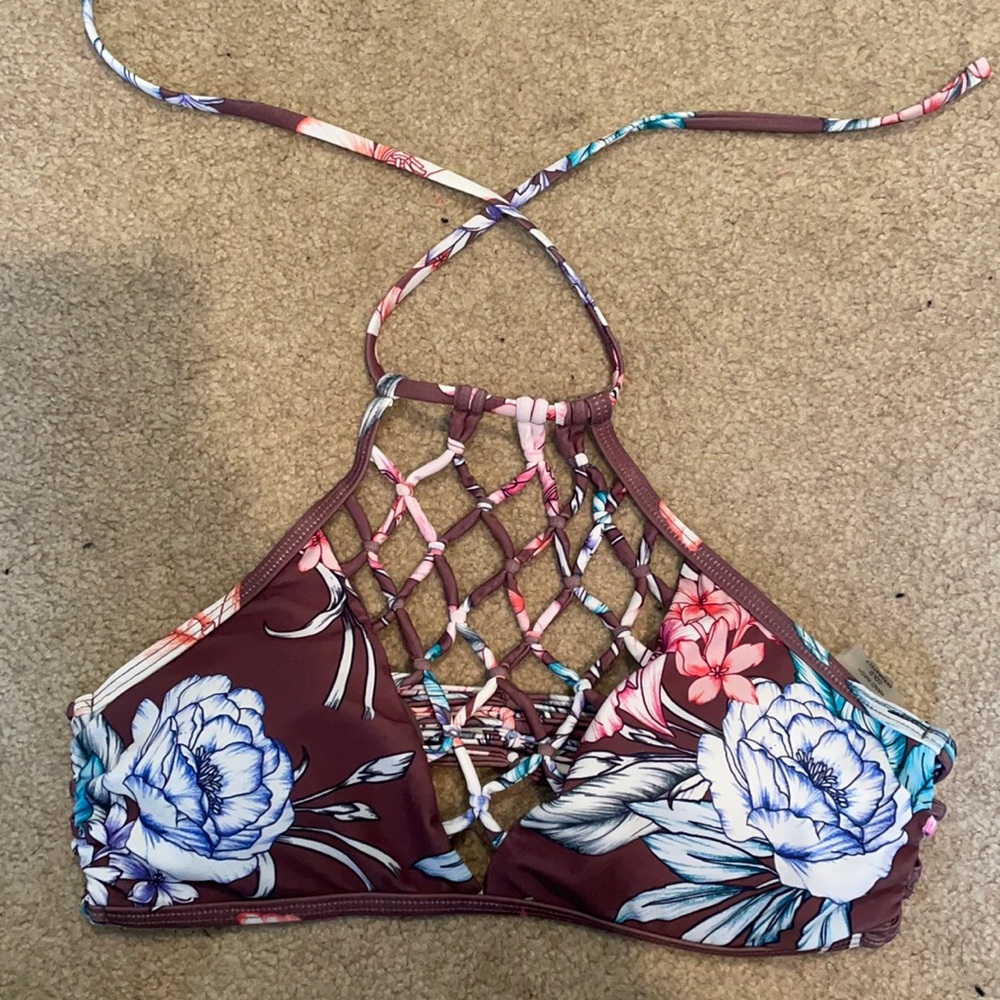 High-Neck Net Bikini Top
